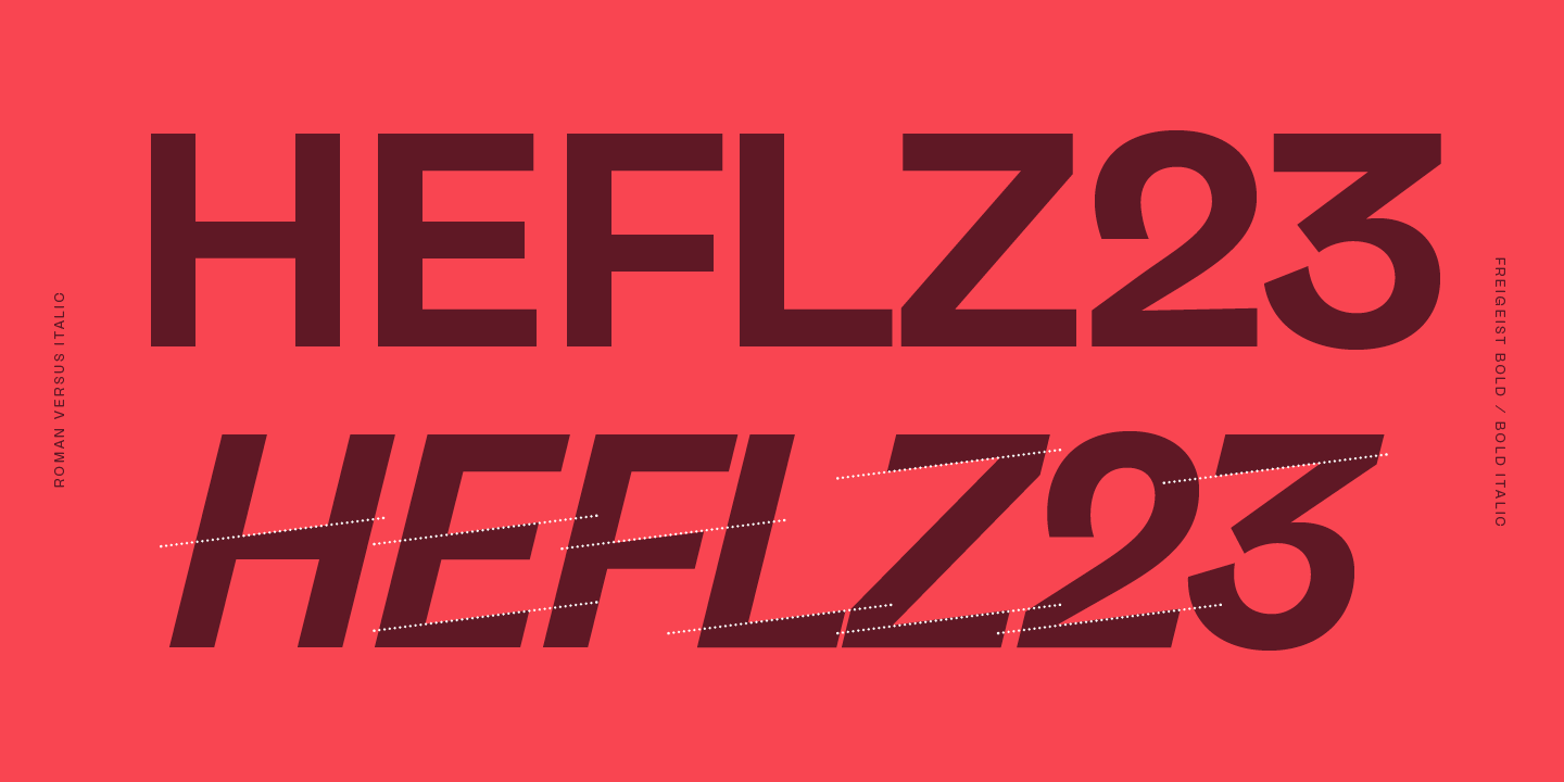 Beispiel einer Freigeist Bold Italic-Schriftart